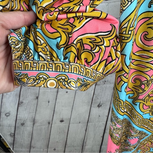 Hale Bob Maxi Length Wrap Dress Bright Colors Size XL - Picture 5 of 8